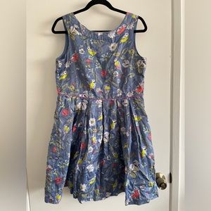 Johnnie B Girl’s Floral and Bird Design Blue Sleeveless Dress